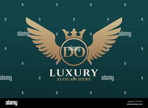 Luxury Royal Wing Letter DO Crest Gold Color Logo Vector Victory Logo