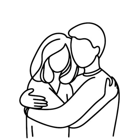 Premium Vector Continuous Line Drawing Of Romantic Couple Hug Single