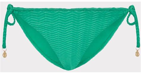 MILLY Textured Chevron String Bikini Bottom In Green Lyst