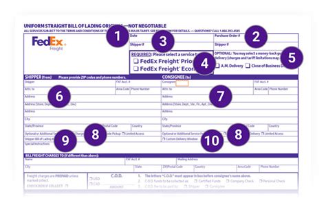 Fedex Freight Printable Bol Blank Form