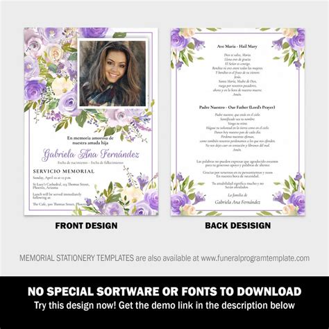 Funeral Program Template Funeral Card Funeral Program Template