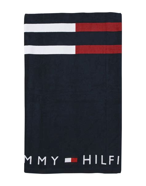 Serviette De Plage Coton Tommy Hilfiger En Coloris Bleu Lyst