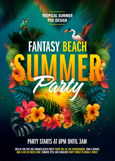 Tropical Beach Party Flyer Template Download Psd Flyer