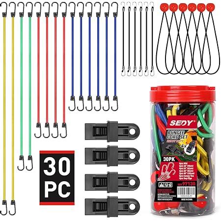 Horusdy Piece Premium Bungee Cords Assortment Jar Includes