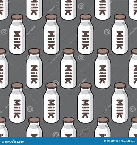 Milk Bottle Seamless Pattern Vector Isolated Wallpaper Background Stock