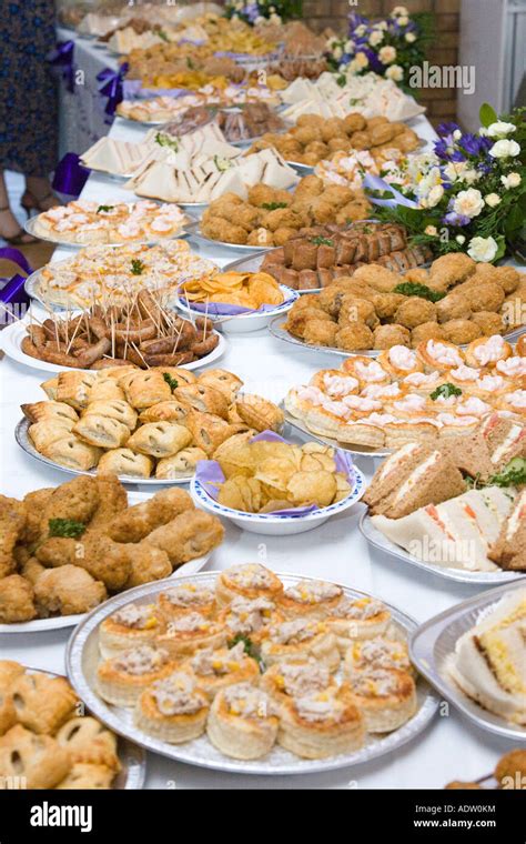 food buffet table at a wedding reception in the UK Stock Photo - Alamy