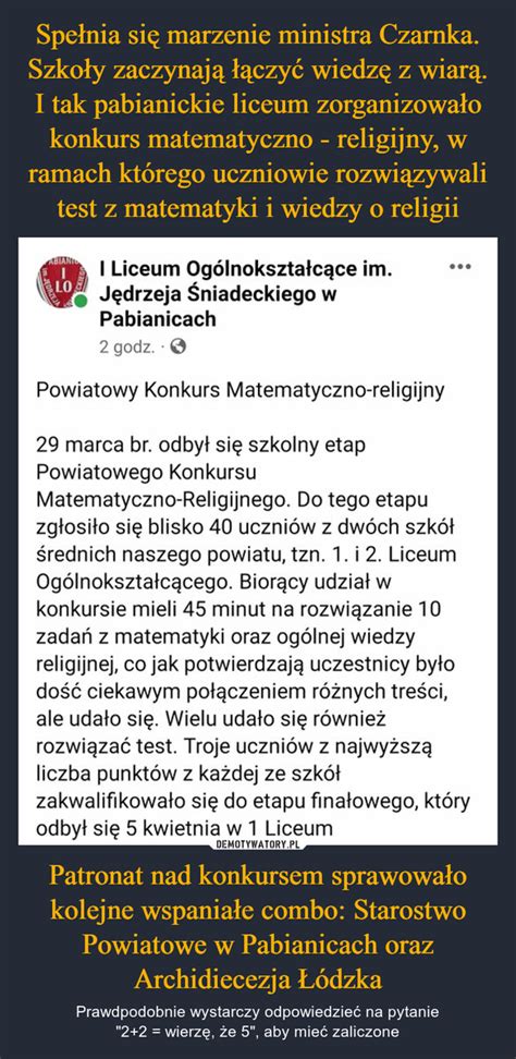 Spełnia się marzenie ministra Czarnka Szkoły zaczynają łączyć wiedzę z