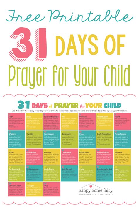 31 Days of Prayer for Your Child - FREE Printable! - Happy Home Fairy