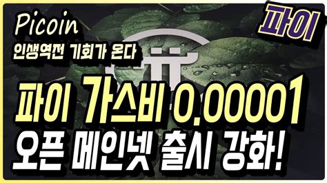 파이코인 가스비 000001 오픈메인넷 출시 강화 Picoin 파이코인 알트코인 Youtube