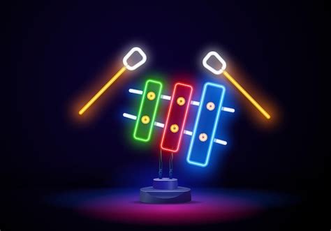 Premium Vector Xylophone Neon Icon Music Glowing Sign Musical