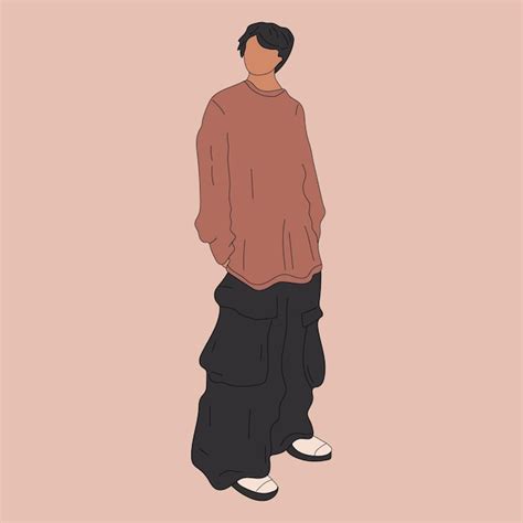 Ilustración de vector de hombres de moda callejera hombre joven en ropa