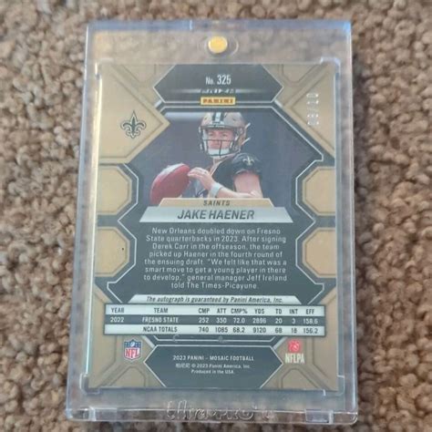 Panini Mosaic Jake Haener Rc Rookie Auto Gold Saints Ebay