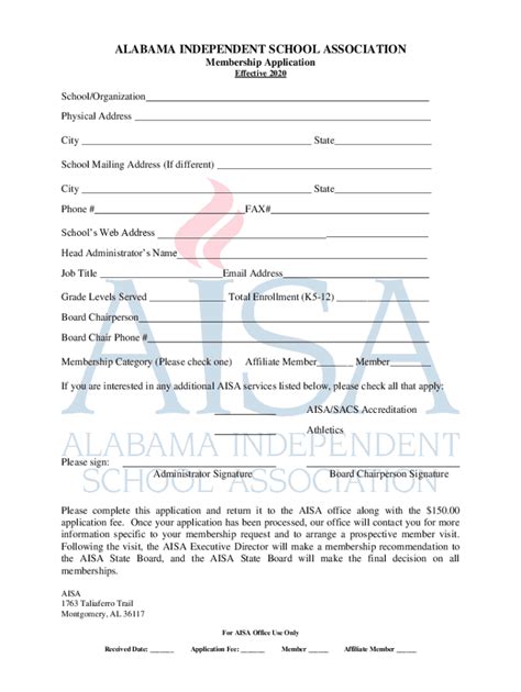 Fillable Online About Aisa Alabama Independent School Association