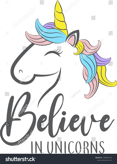 Believe Unicorns Quote Unicorn Vector Stock Vector (Royalty Free ...