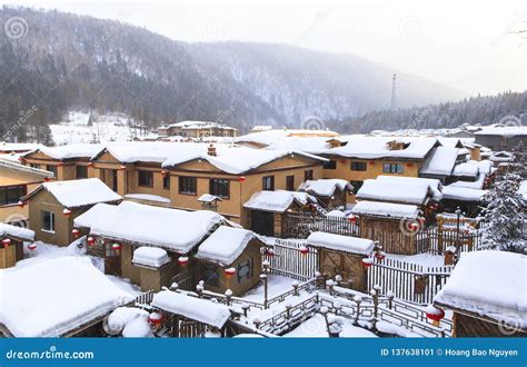 Snow Town In Winter Season At Harbin China Stock Image Image Of Cold