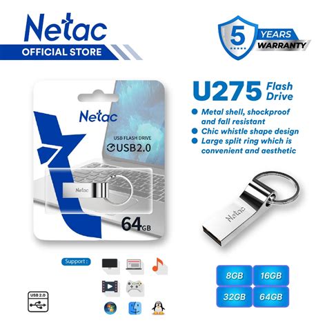Jual Netac Flashdisk U275 USB 2.0 Flash Drive 8GB/16GB/32GB/64GB Flash ...