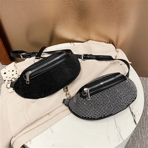 Fashion Rhinestone Waist Pack Luxury Designer Fanny Pack Small Women