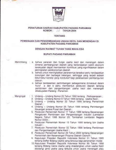 Perda Kab Padang Pariaman No 08 Tahun 2004 Tentang Pembinaan Dan