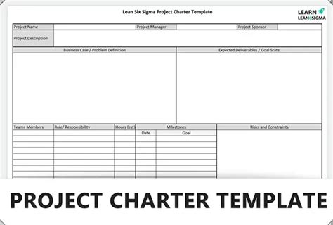 Free Project Charter Template Exel Template Learn Lean Sigma