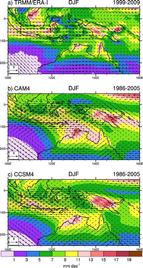 Australian Monsoon Precipitation Mm Day And Hpa Wind Vectors