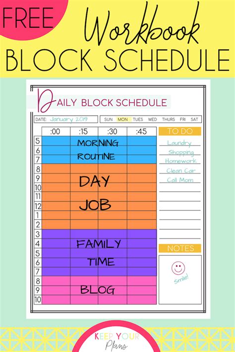 Printable Block Schedule Template | Stephenson