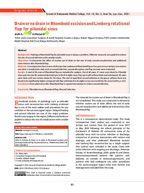 Pdf Drain Or No Drain In Rhomboid Excision And Limberg Rotational