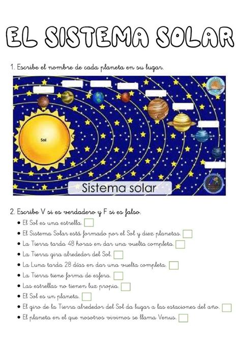 El Sistema Solar Free Exercise Proyectos De Sistemas Solares