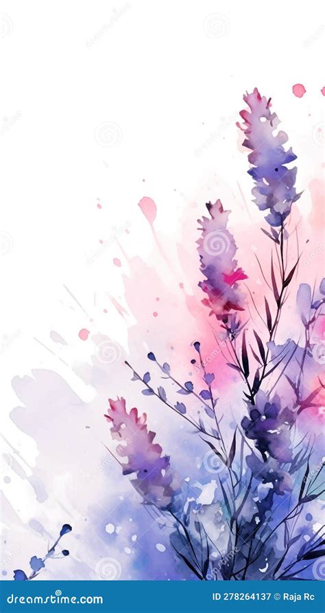 Watercolor Lavender Flowers Background Stock Illustration ...