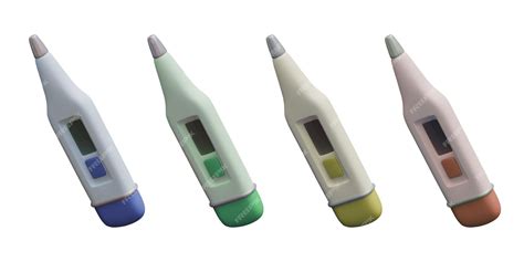 Premium Vector Set Of Electronic Thermometers Of Different Colors Device For Contact Measurement