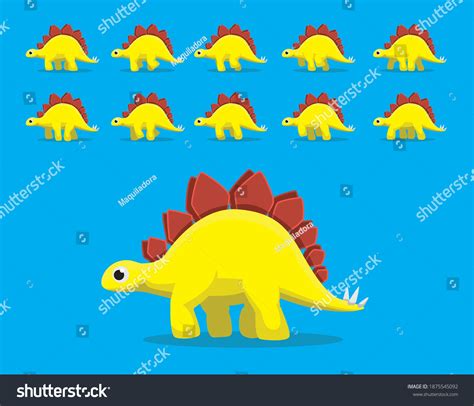 Animal Animation Sequence Dinosaur Stegosaurus Walking Stock Vector ...