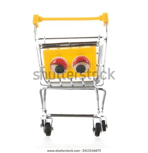 Funny Shopping Cart Yellow Eyes Isolated Stock Photo 2413146875 ...