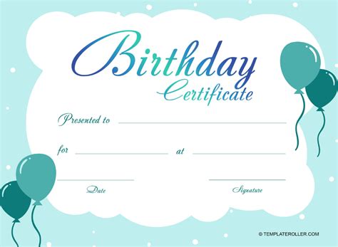 Birthday Certificate Template - Blue Download Printable PDF ...