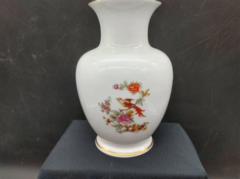 Hollohaza Porcelain Vase Vintage Hungarian Porcelain Bird Of