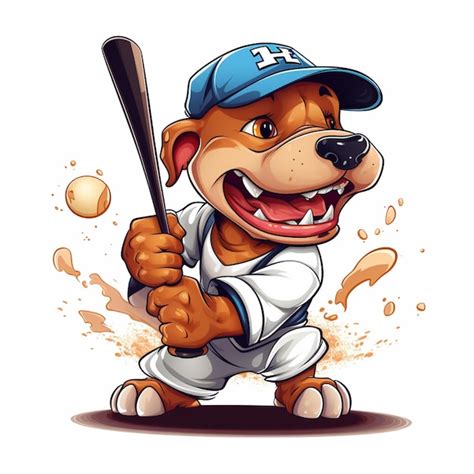 Premium Ai Image Cartoon Dog In Baseball Uniform Swinging A Bat At A