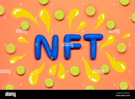 Non Fungible Token Concept 3d Nft Sign With Gold Coins Around Crypto