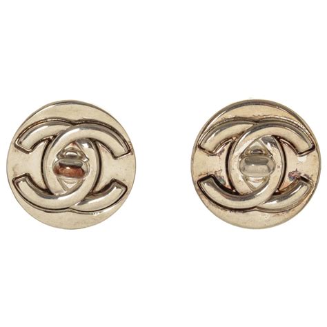 Chanel Logo Earrings With Rhinestones At 1stdibs