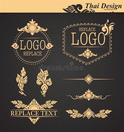 Vector Set Of Thai Ornament Design And Decoration Stock Vector