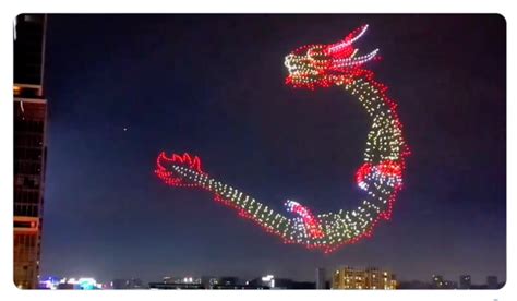 Drones Create A Chinese Dragon In The Night Sky