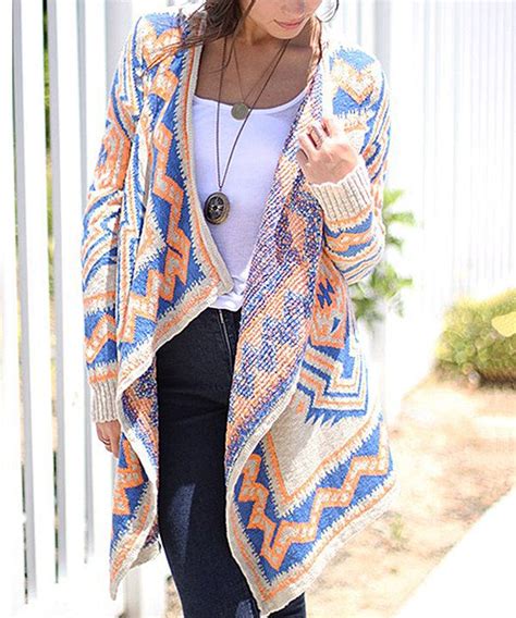 34 99 I Soooo Love This Orange Blue Tribal Open Cardigan Modest