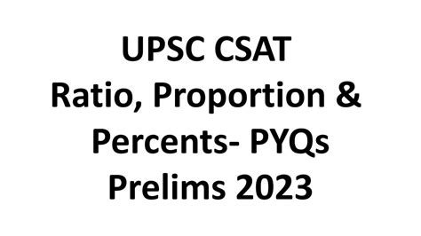 Upsc Csat Pyqs Ratio Proportion And Percents Session 2 Upsc Csat Aptitude Prelims Pyqs