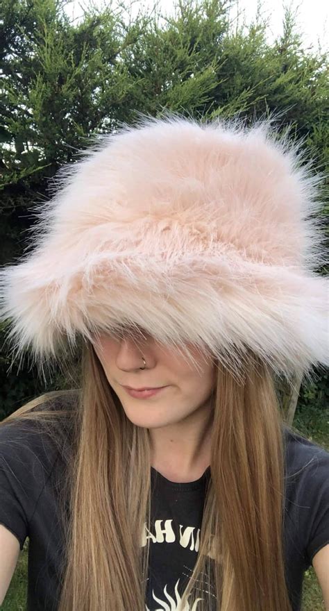 Dusky Pink Fuzzy Bucket Hat Festival Hat Floppy Hat Fur Etsy