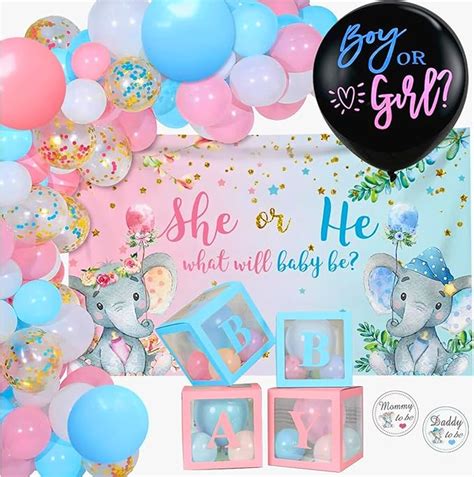 Amazon Elephant Baby Gender Reveal Decorations Backdrop With Baby