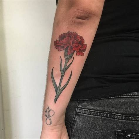 Minimalist Red Carnation Tattoo - Wiki Tattoo