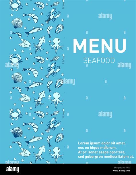 Sea Food Restaurant Menu Seafood Template Design Fish Dishes Vector