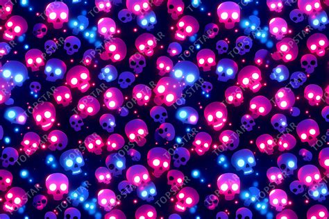 Neon Halloween Skulls Digital Wallpaper Graphic By Topstar · Creative