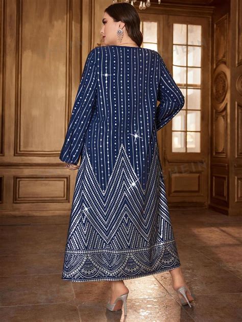 SHEIN Najma Robe longue à manches longues pailletée pour femme de