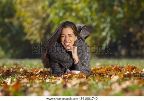 Portrait Gorgeous Brunette Woman Autumn Park Stock Photo 341001740 Shutterstock