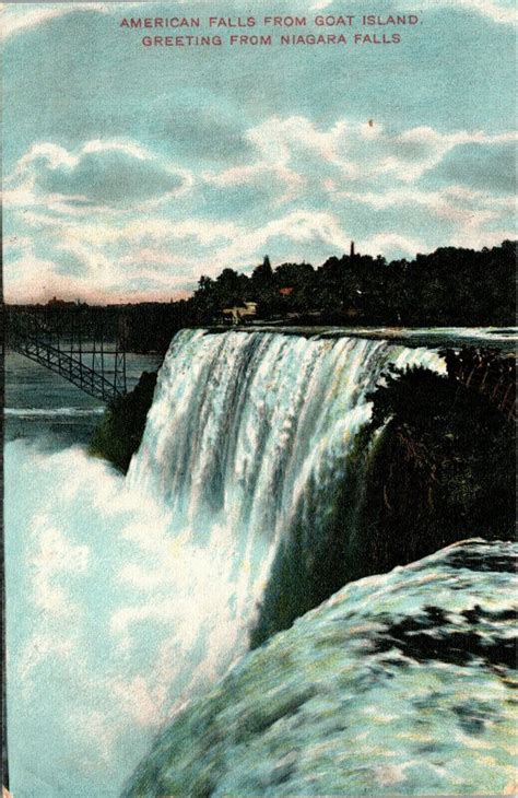 Vtg S American Falls From Goat Island Niagara Falls New York Ny