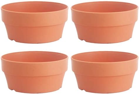 UPKOCH 4pcs Terra Plastic Flower Pots Shallow Planters Succulent Cactus