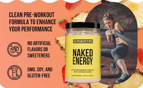 Fruit Punch Naked Energy Clean Pre Workout Supplement For Men And Women Vegan Friendly No